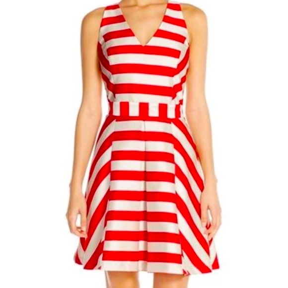 Adelyn Rae Dress Sleeveless Fit & Flare Pin Up Candy Cane Red/White S NWT - Picture 1 of 4